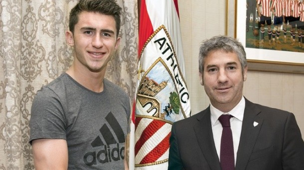 Aymeric Laporte eta Josu Urrutia. Argazkia: Athletic-club.eus