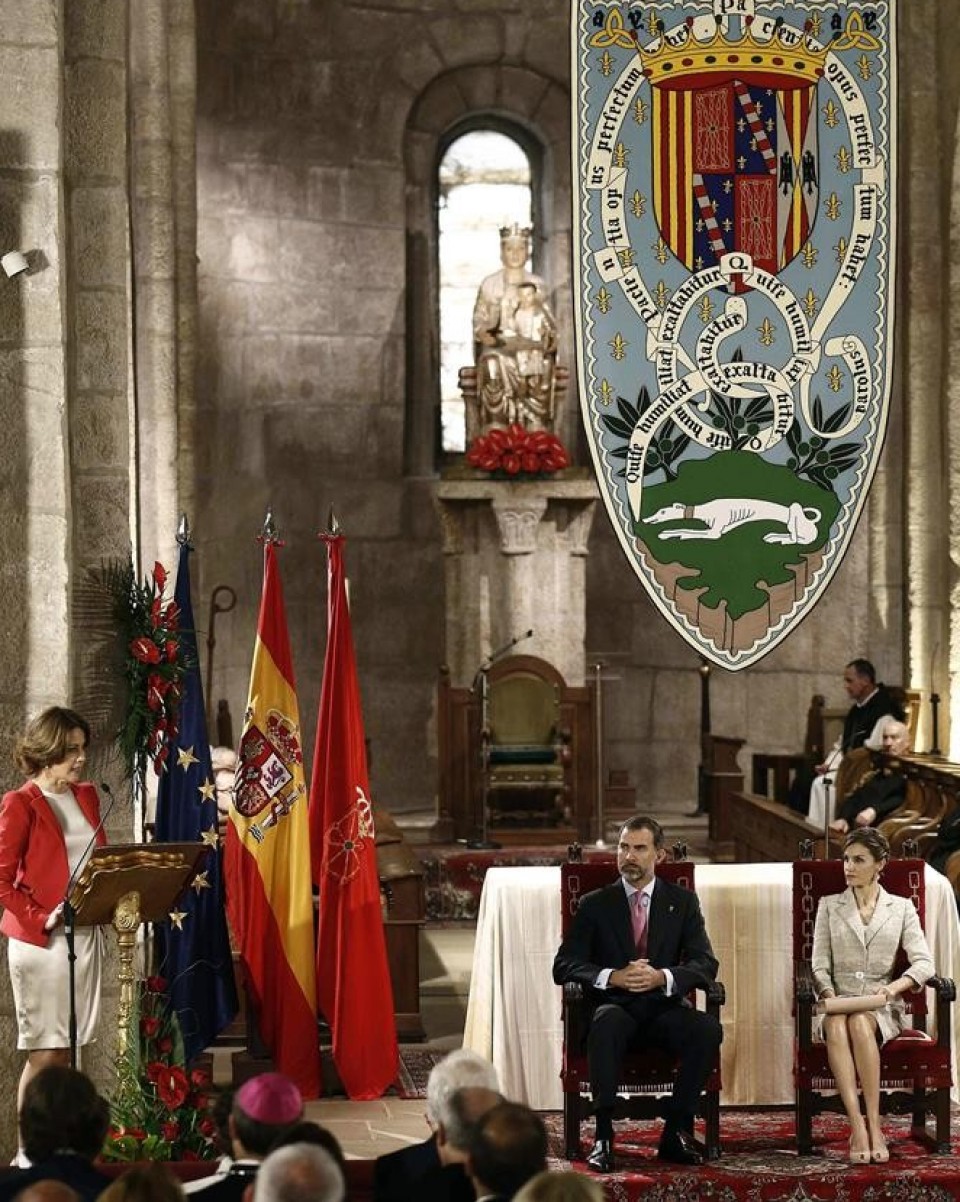 Barcina durante su discurso en la entrega del Premio Príncipe Viana 2015. 
