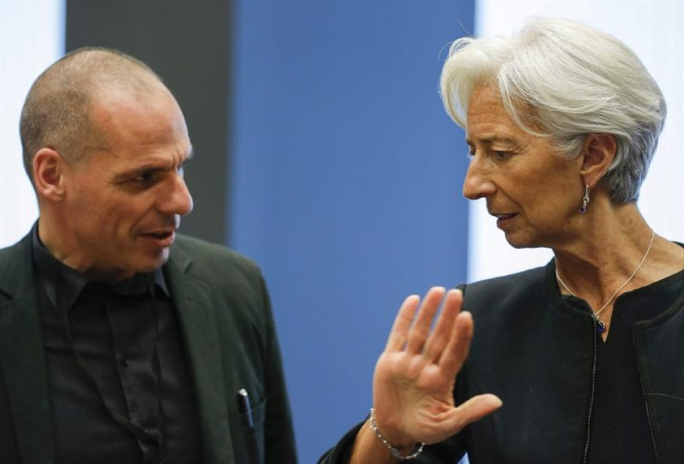 Yanis Varufakis Greziako Finantza ministroa eta Cristine Lagarde NDFko zuzendaria. EFE