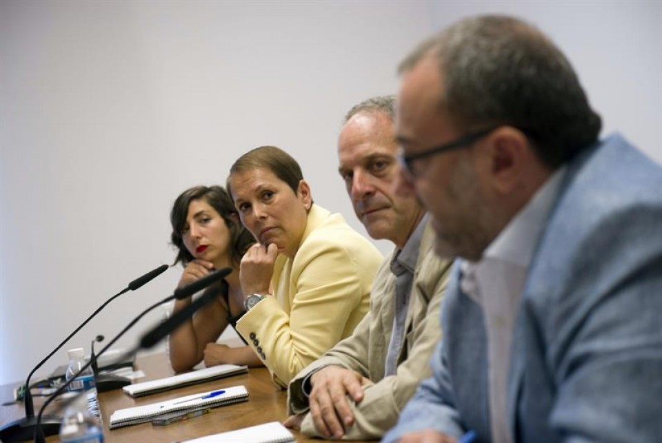 Laura Pérez, Uxue Barkos, Adolfo Araiz y José Miguel Nuin. Imagen de archivo: EFE