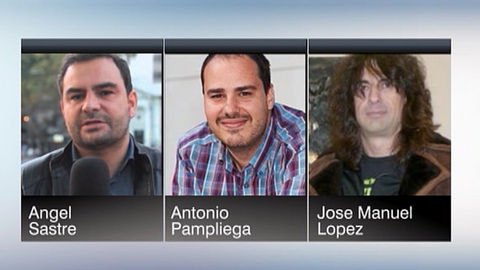 Los reporteros Ángel Sastre, Antonio Pampliega y José Manuel López. Imagen: EiTB