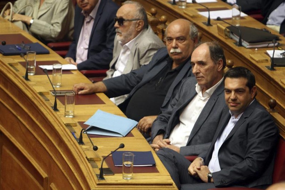 El primer ministro heleno, Alexis Tsipras, en el Parlamento griego. Foto: EFE
