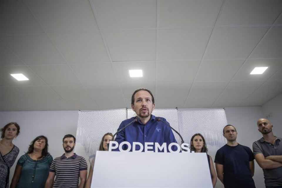El secretario general de Podemos, Pablo Iglesias, hoy.