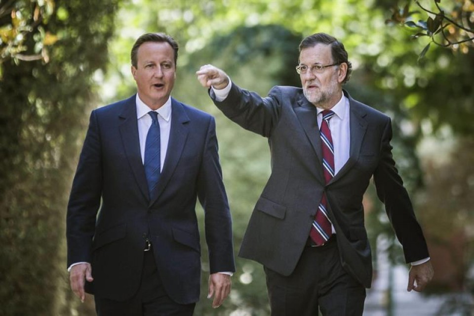 David Cameron eta Mariano Rajoy, Moncloa Jauregian bilera egin aurretik.