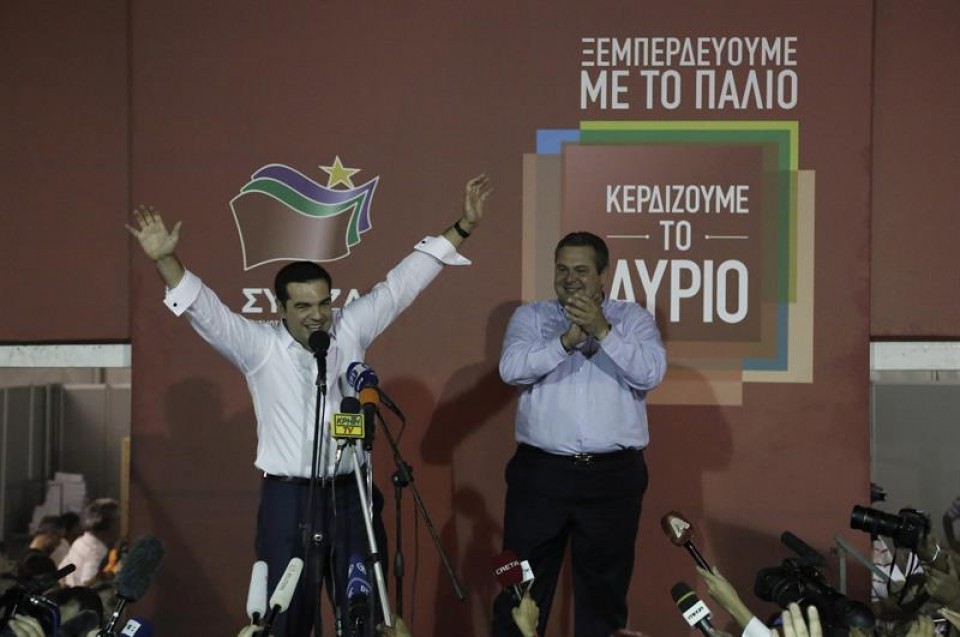 Alexis Tsipras tras la victoria en  elecciones griegas. Foto: EFE