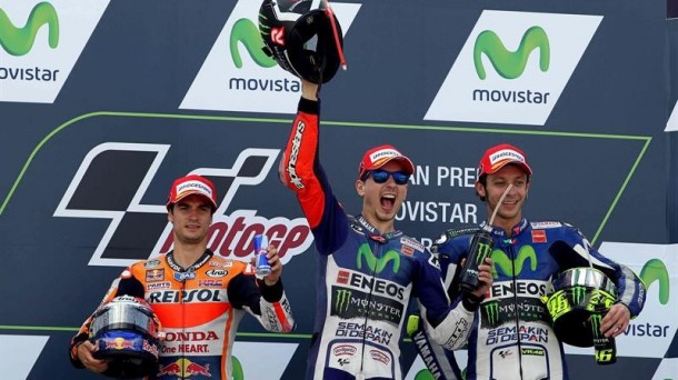 Lorenzo, Pedrosa, Rossi. Foto: EFE