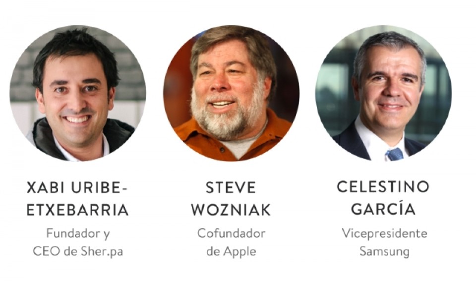 Uribe-Etxebarria, Steve Wozniak y Celestino García.
