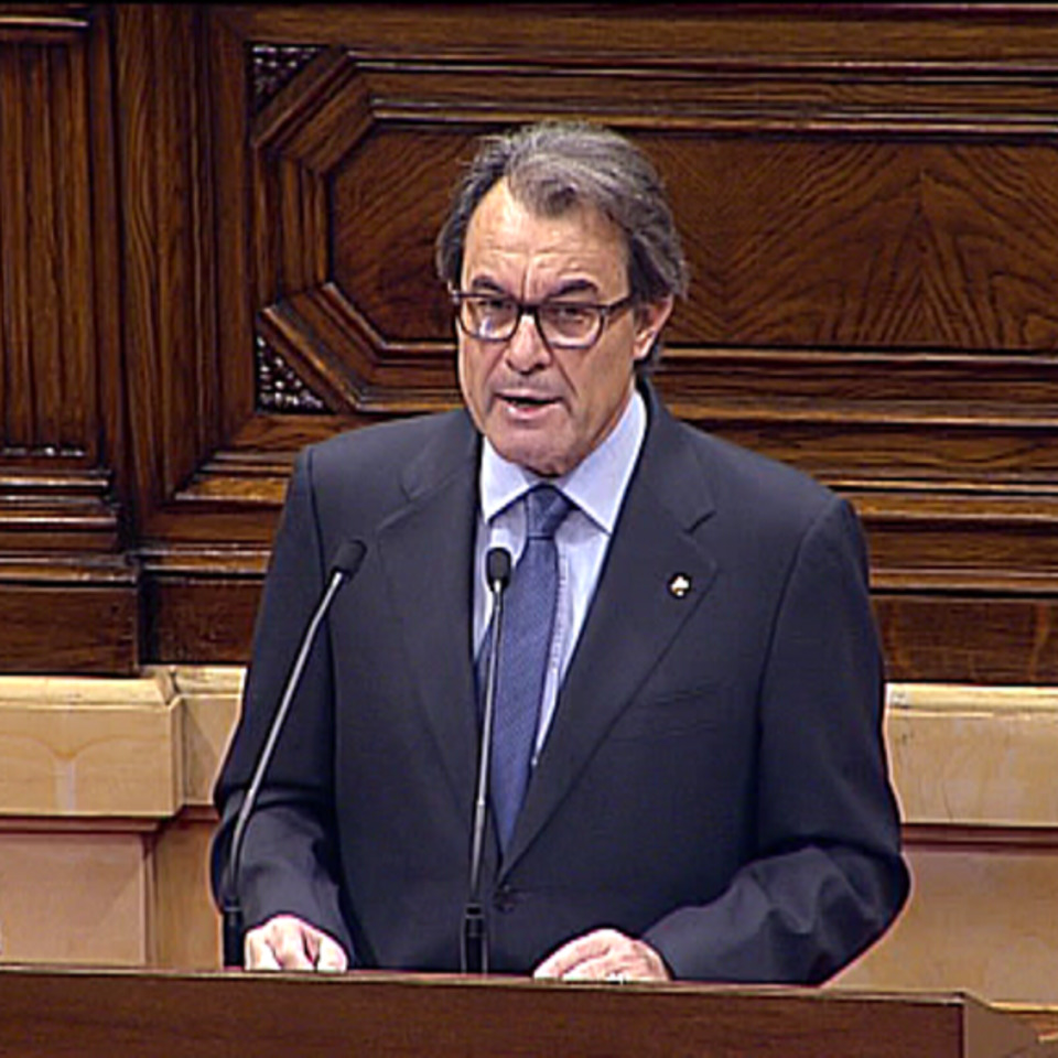 El president en funciones de la Generalitat, Artur Mas, durante la sesión de investidura. EFE