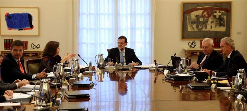 Mariano Rajoy Gobernuko presidentea Ministro Kontseiluaren ezohiko bileran. Argazkia: EFE