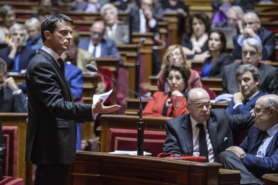 Manuel Valls, Frantziako Senatuan egin duen agerraldian. Argazkia: EFE