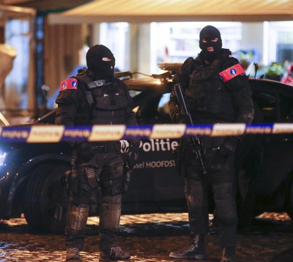 Amplio dispositivo policial en el centro de Bruselas. Foto: EFE