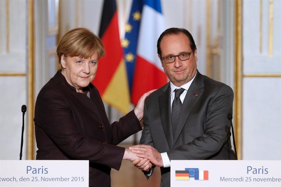Ángela Merkel y François Hollande. Foto de archivo: EFE