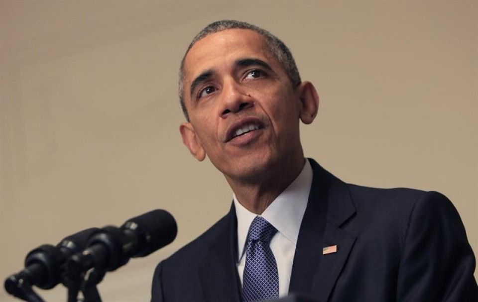 Barack Obama, Parisko Akordioaren balorazioa egiteko agerraldian. Argazkia: EFE