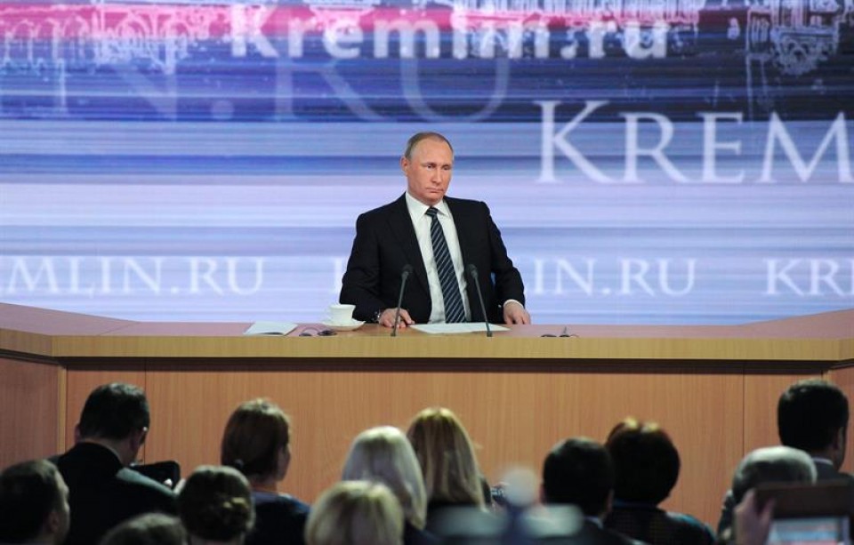El presidente ruso, Vladimir Putin, ofrece su rueda de prensa anual en Moscú. Foto: EFE