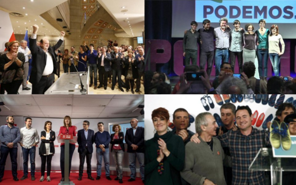 Miembros del PNV, Podemos-Ahal Dugu, PSE y EH Bildu el 20D. Foto: EiTB