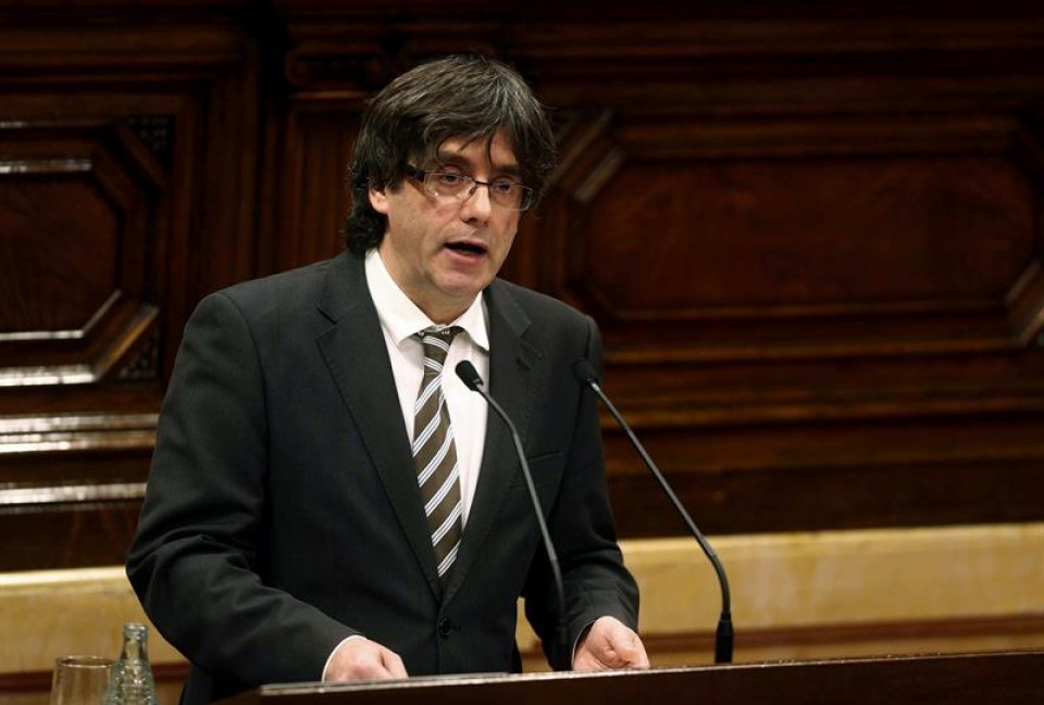 Discurso de Carles Puigdemont durante el pleno de investidura en el Parlamento de Cataluña. EiTB