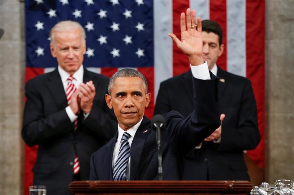 El presidente de Estados Unidos, Barack Obama, durante el discurso del Estado de la Unión. Foto: EFE