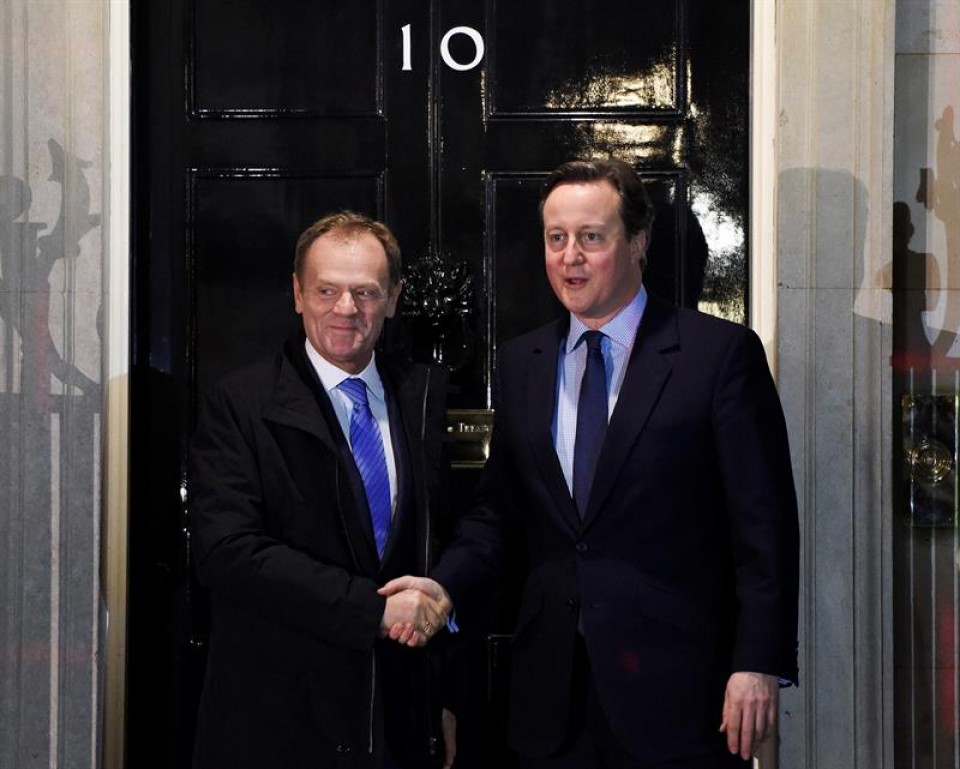 El primer ministro británico, David Cameron, y el presidente del Consejo Europeo, Donald Tusk. EFE
