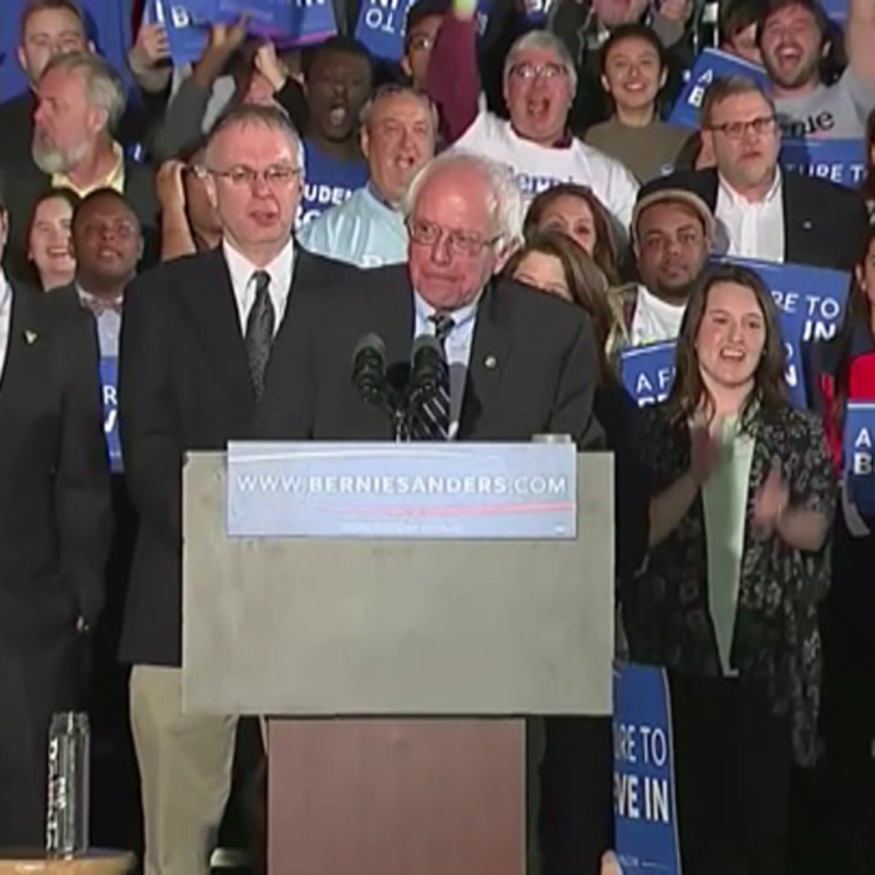 Bernie Sanders demokrata garaipena ospatzen New Hampshiren. Argazkia: EFE