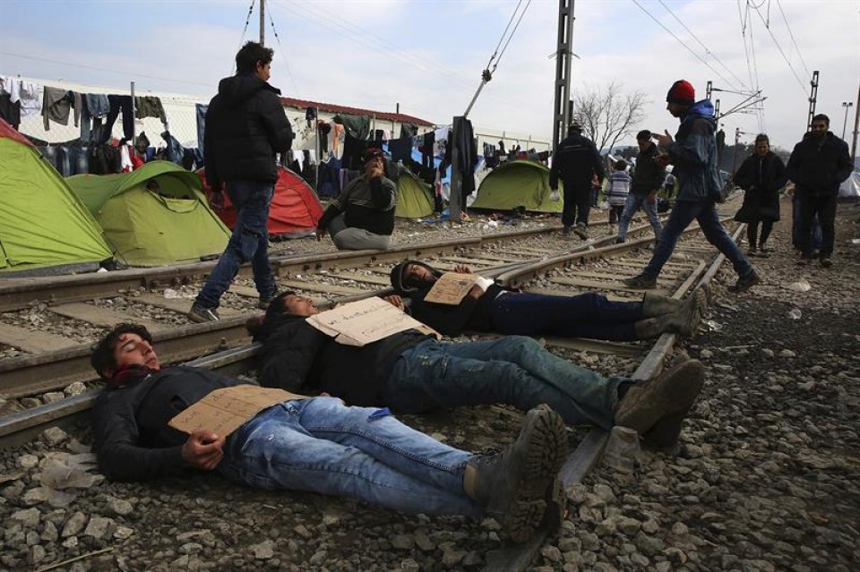 Refugiados en Idomeni, Grecia.
