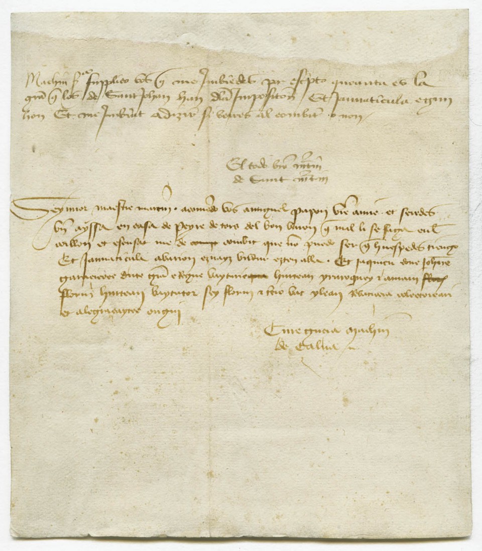 El texto que contiene las dos cartas del s. XV. Foto: Gobierno de Navarra