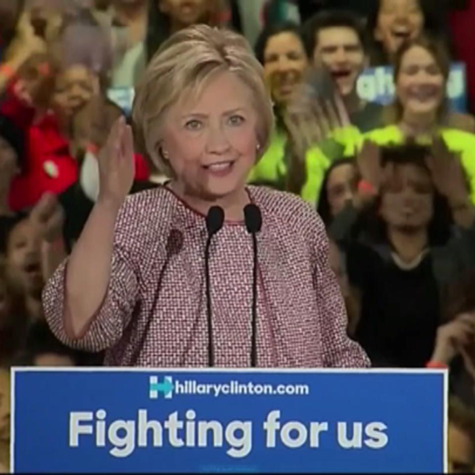 La demócrata Hillary Clinton tras vencer en Nueva York. Foto: EFE