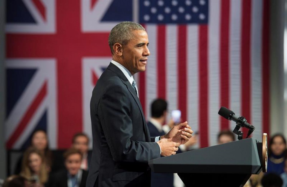 Barack Obama, durante su visita al Reino Unido. Foto: EFE
