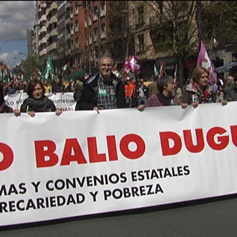 Adolfo "Txiki" Muñoz ha participado en la manifestación convocada por ELA en Bilbao. Foto: EFE