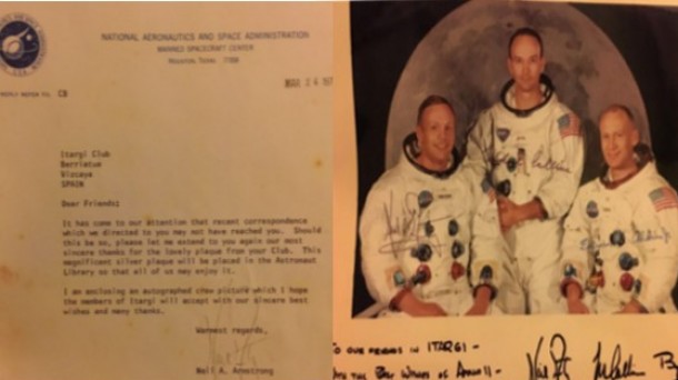Armstrong, Aldrin eta Collins Berriatuan