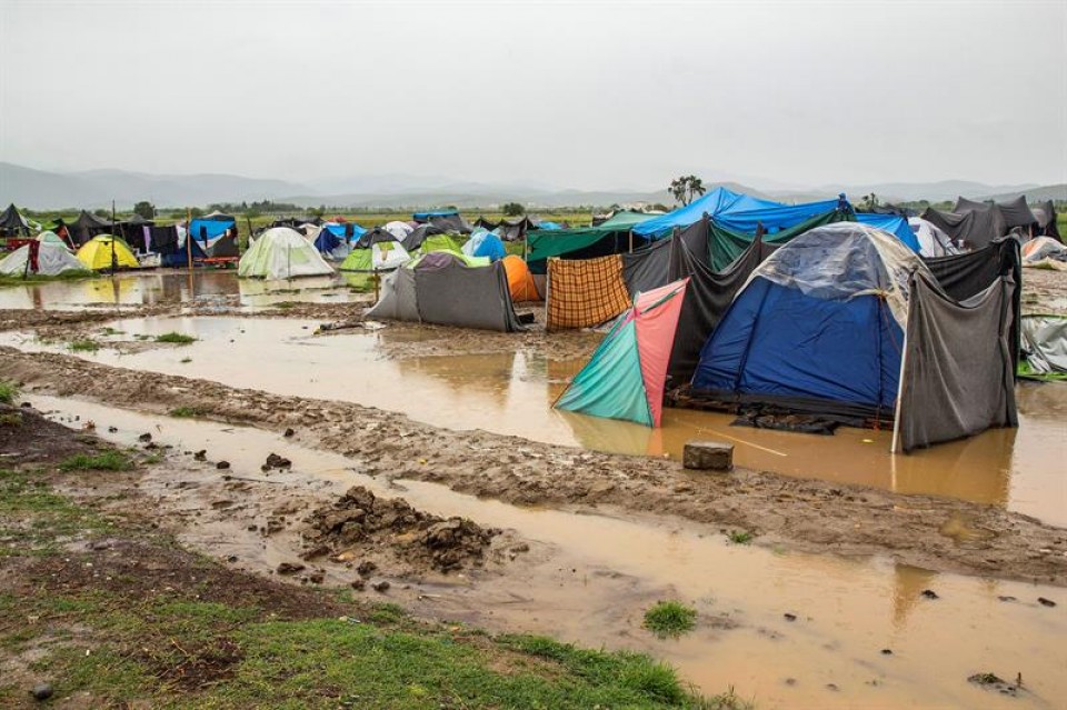 Fotografía de este fin de semana del campamente de refugiados de Idomeni. EFE.