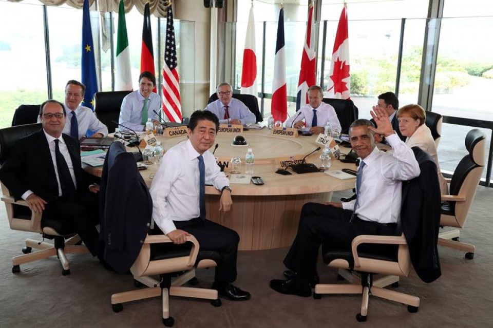 G7ko buruzagien bilera. Argazkia: EFE