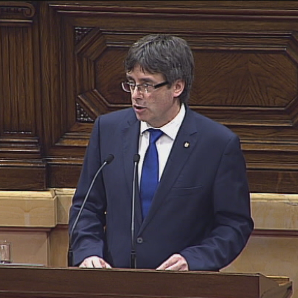 Imagen del Parlament, durante la sesión de investidura de Puigdemont. Foto de archivo: EFE