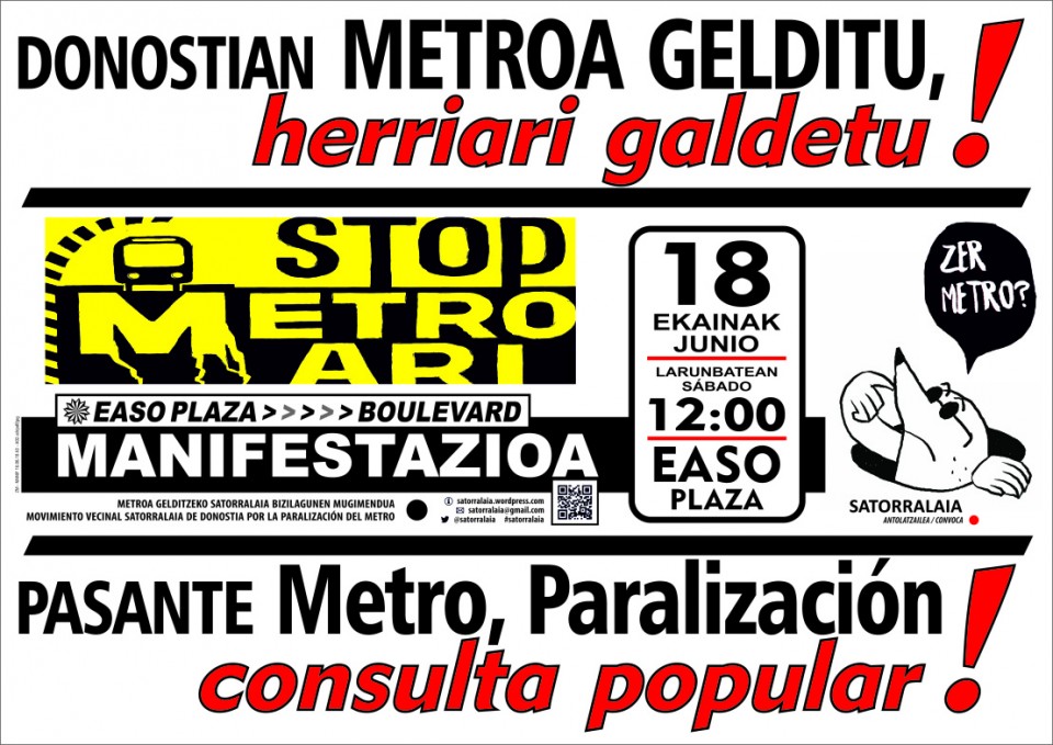 Satorralaia, metroa Donostia, manifestazioa, kartela