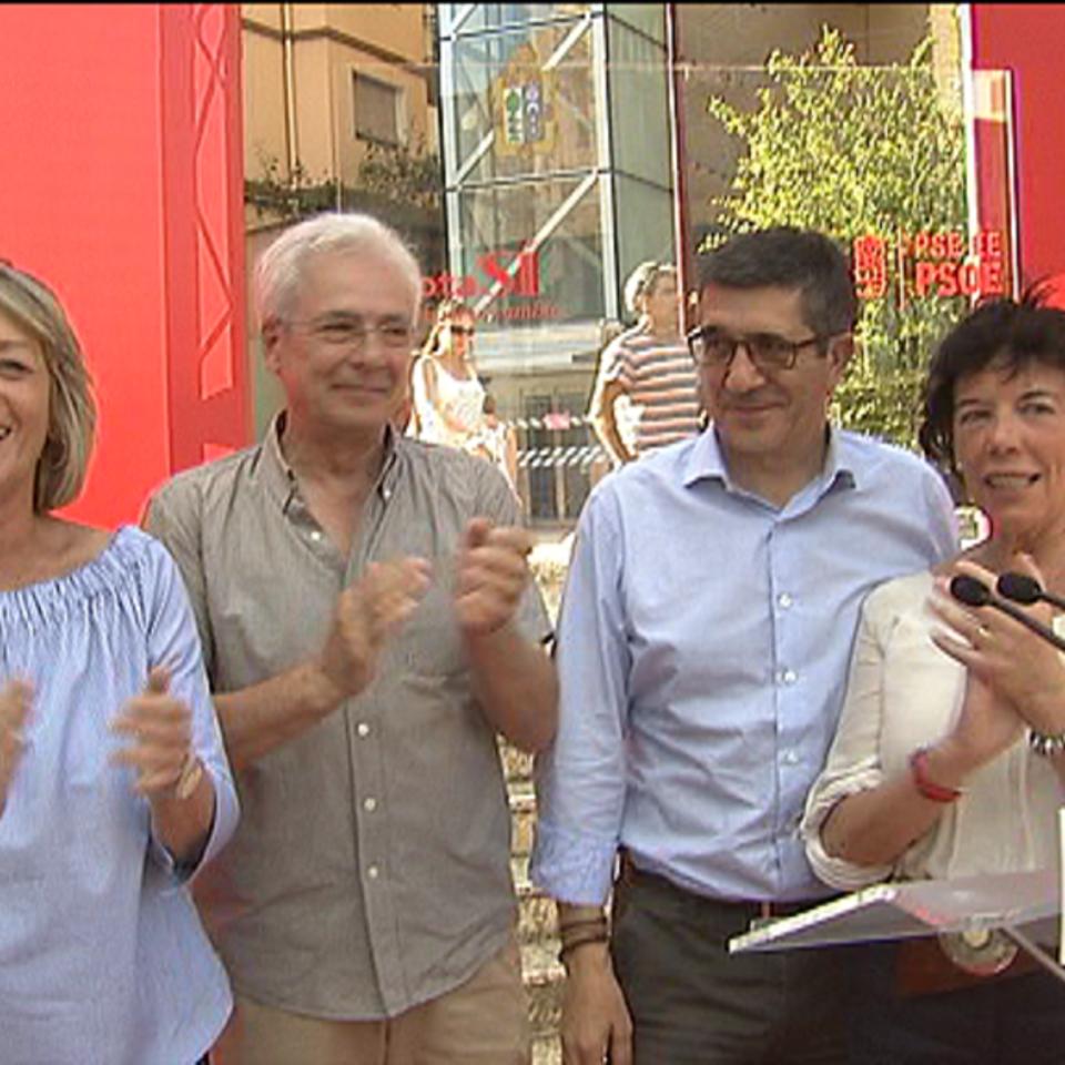 Odón Elorza e Idoia Mendia en un acto electoral en Lasarte. Foto: EFE
