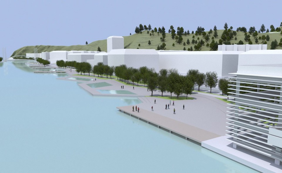 Así serán la playa y las piscinas urbanas de Elorrieta. Infografía: Ayuntamiento de Bilbao