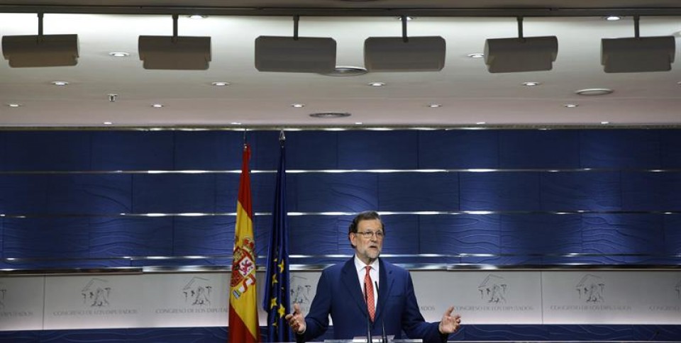 Mariano Rajoy durante su comparecencia tras reunirse con Pedro Sánchez. Foto: EFE