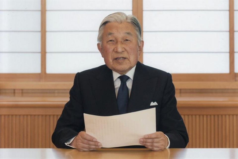El emperador japonés Akihito, durante su discurso emitido en televisión. Foto: EFE