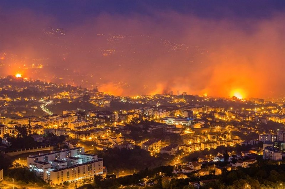 Incendio en Funchal (Madeira, Portugal). Foto: EFE