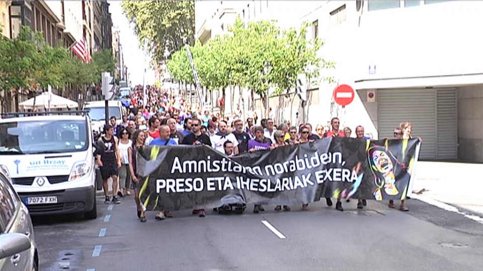Una imagen de la manifestación de Bilbao. EiTB