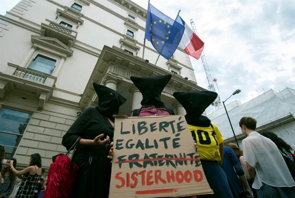 Protesta en Londres en contra de la prohibición del burkini en Francia. Foto: EFE