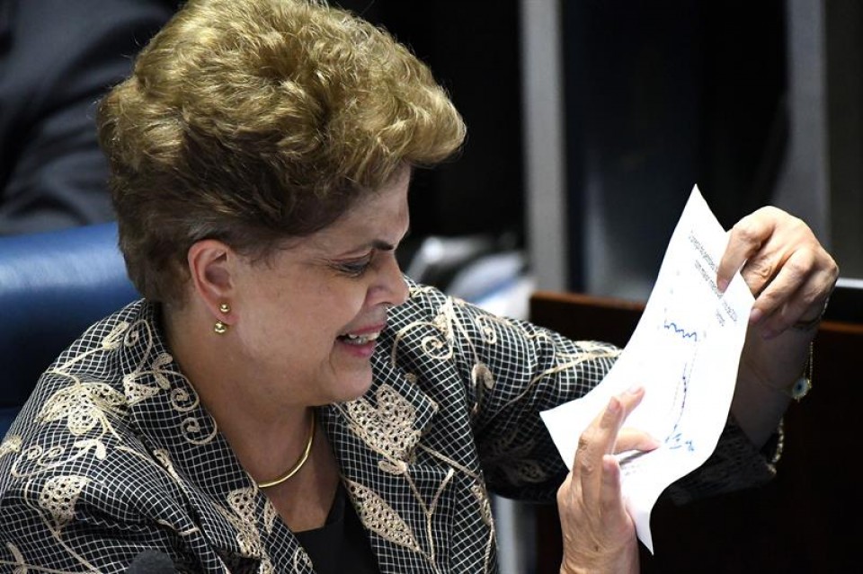 Dilma Rousseffe, atzo, Senatuan. Argazkia: EFE