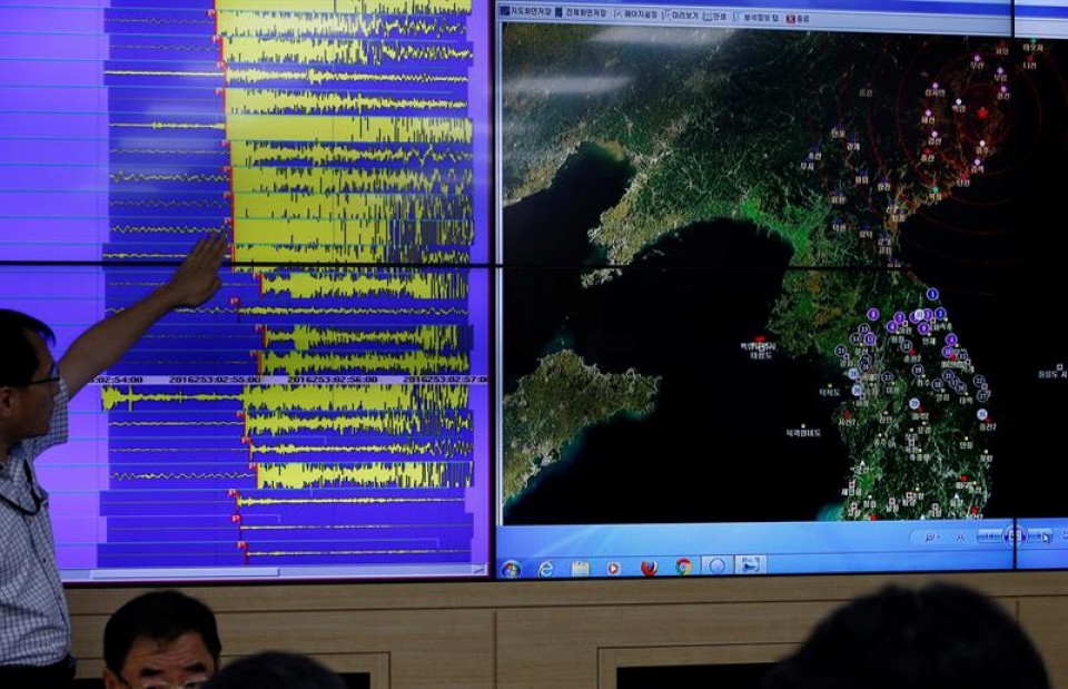 Corea del Sur muestra el movimiento sísmico provocado por la prueba. EFE