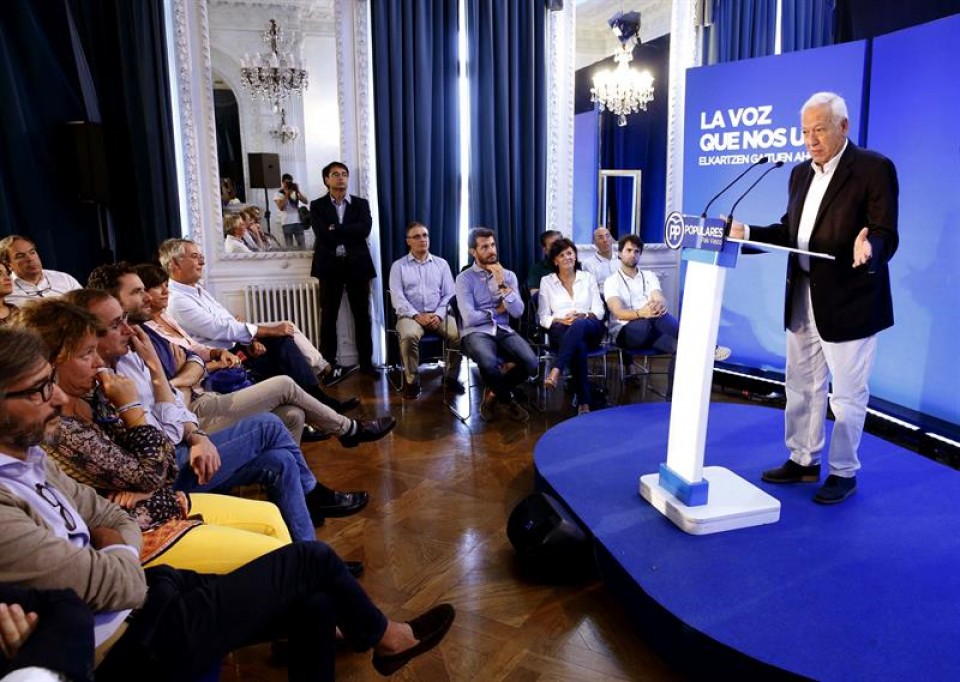 Jose Manuel Garcia Margallo Atzerri Gaietarako jarduneko ministroa, Donostian. Argazkia: EFE