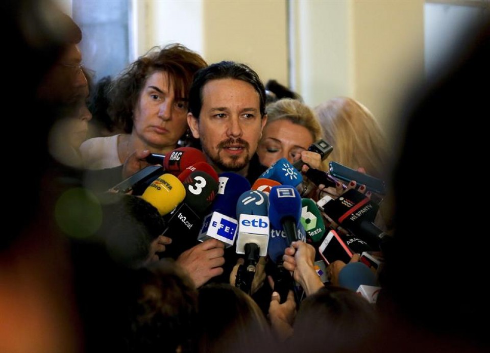 Pablo Iglesias ante los periodistas. Foto: EFE