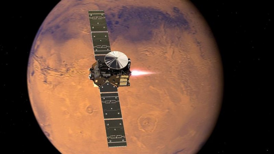 La misión ExoMars acercándose a Marte. Foto: EFE