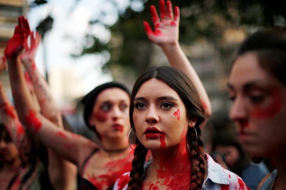 Chile. Violencia machista protestak. Ni una menos. EFE