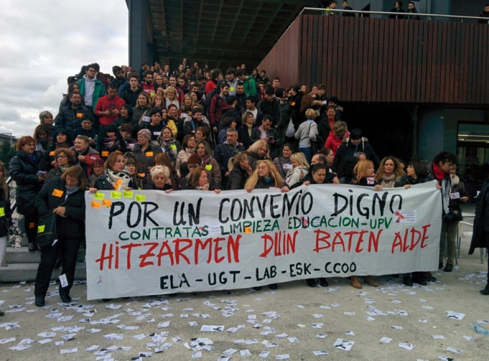 Protesta de los trabajadores en Leioa. Foto: ELA