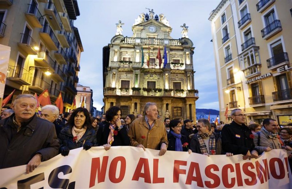 Manifestación contra elfascismo en Pamplona. Foto: EFE