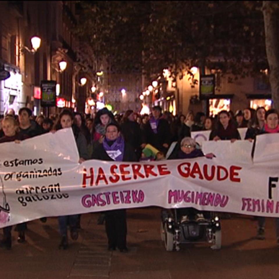 Manifestación contra la violencia machista, Vitoria. Foto: EiTB. 