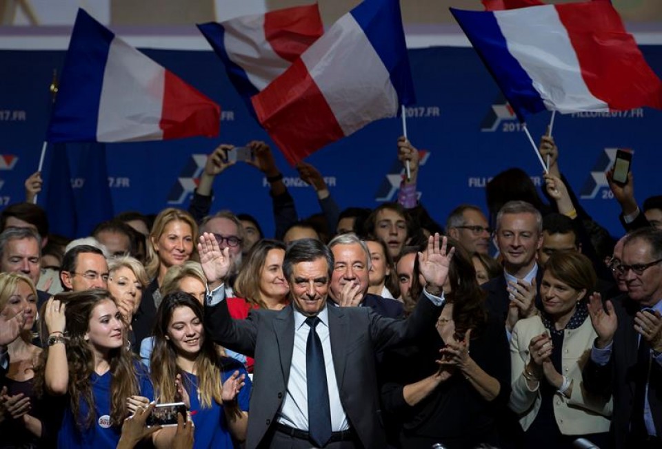 François Fillon celebrando su victoria. Foto: EFE